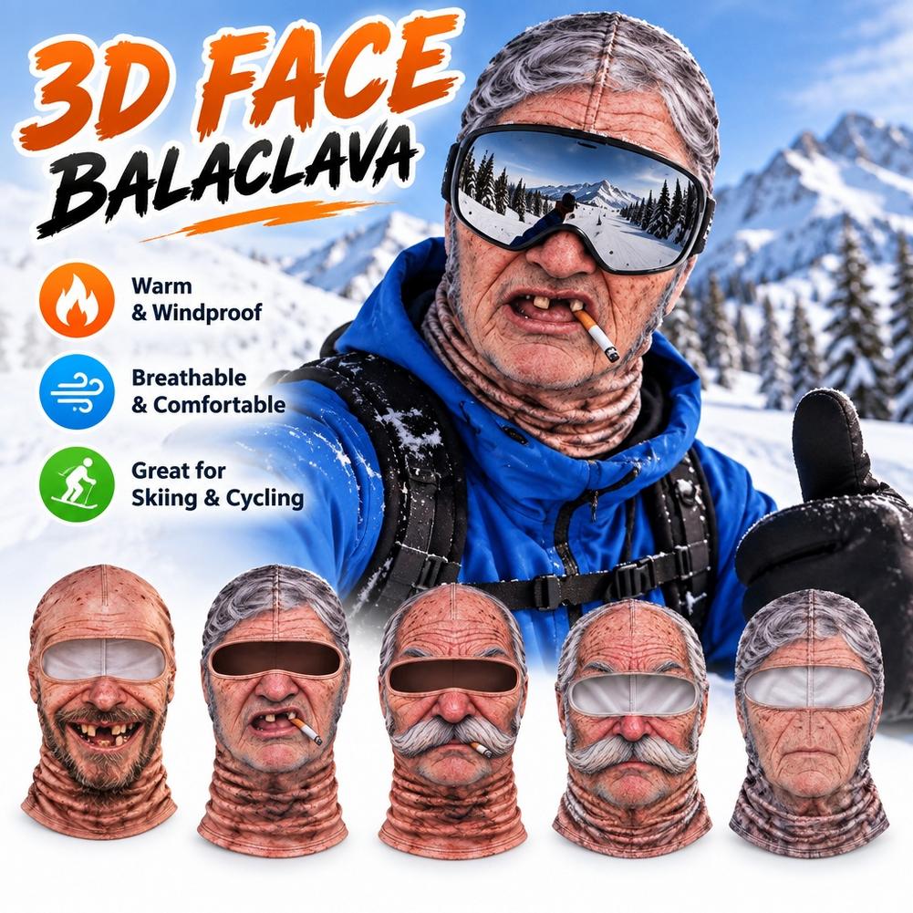 3D Printing Mask - Topeng Ski Pria Tua, Lucu, Realistis,