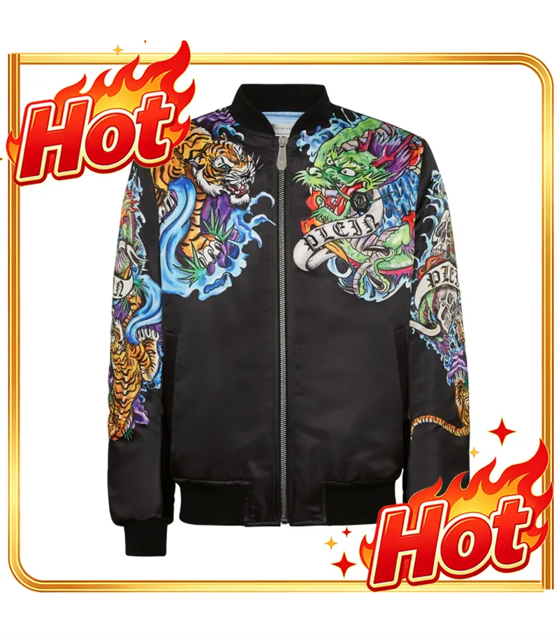 3D Printing Mask - Jaket Bomber Pria dengan Motif Tato