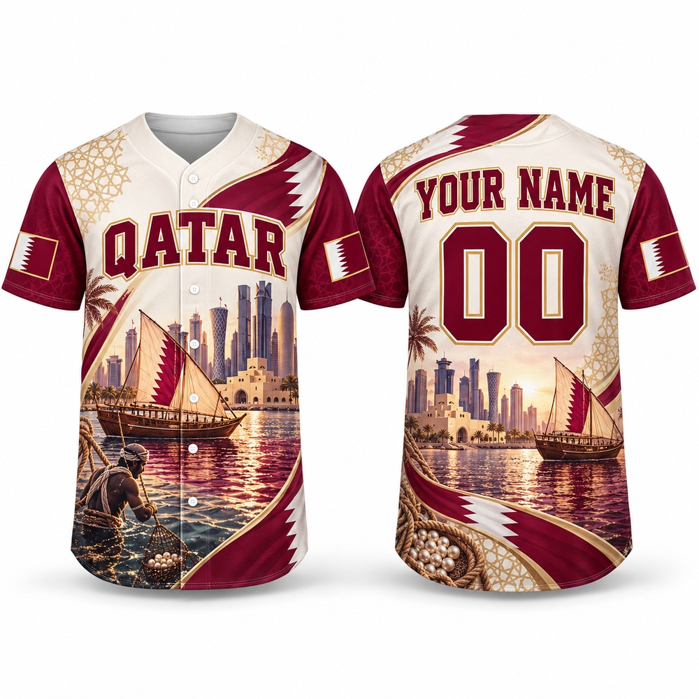Kaos Baseball dengan Desain Qa - 3D Printing Qatar ulasan dan harga