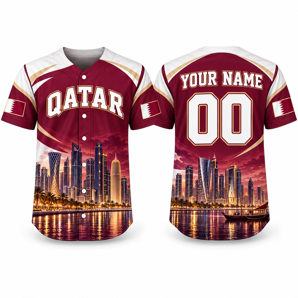 Kaos Baseball dengan Desain Qa - 3D Printing Qatar ulasan dan harga